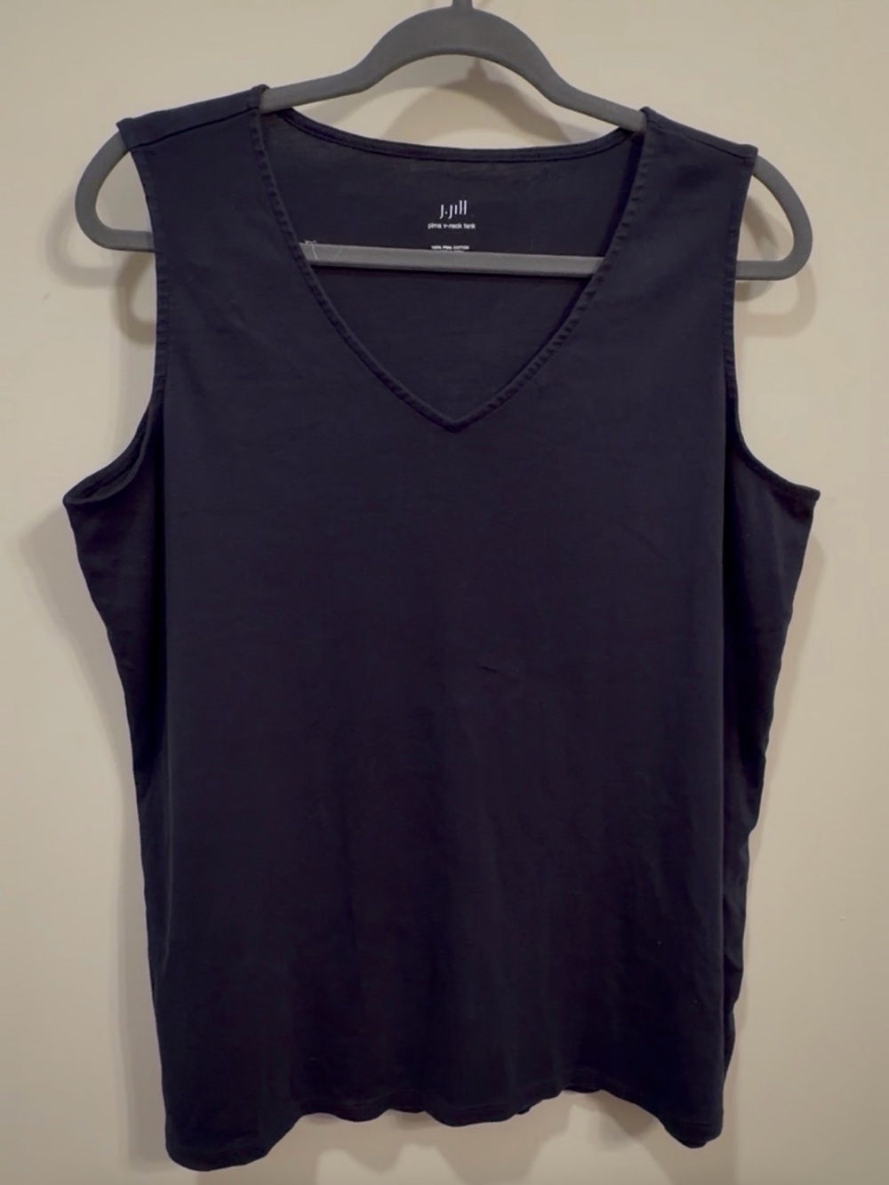 J Jill cotton Sleeveless V-Neck Tank Top - Black L - Picture 4 of 4